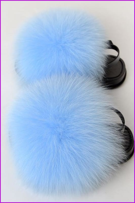 {5-7 days wait for make} New Color Kids Fox Fur Slides F701 - Furdela