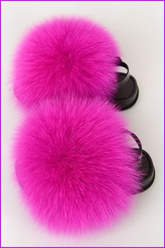 {5-7 days wait for make} New Color Kids Fox Fur Slides F701 - Furdela