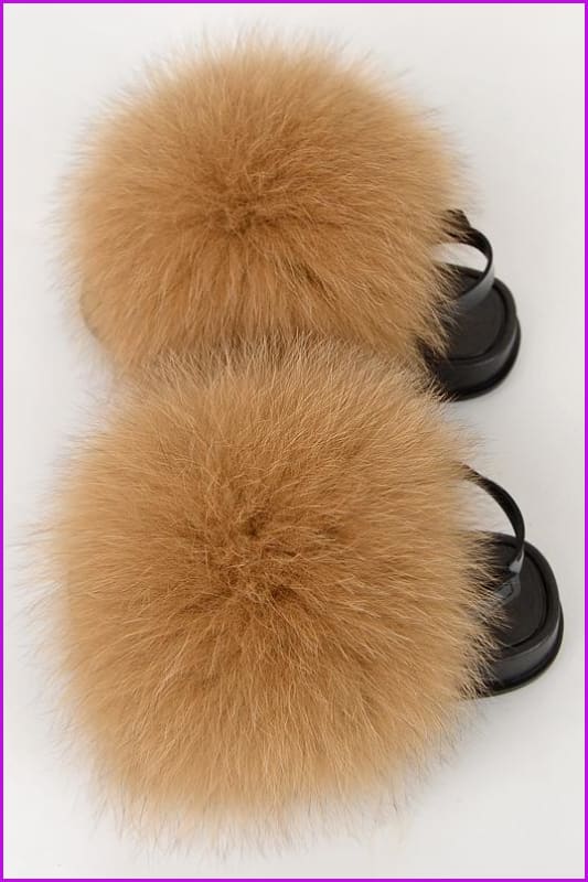 {5-7 days wait for make} New Color Kids Fox Fur Slides F701 - Furdela