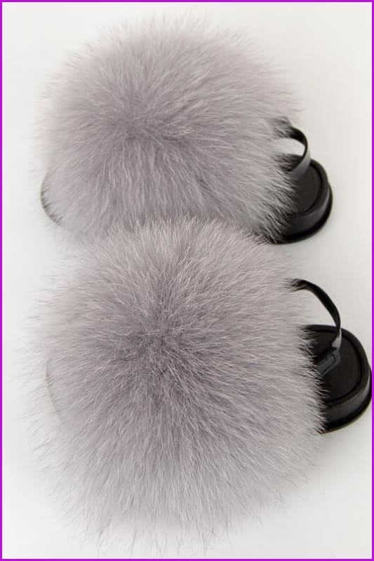 {5-7 days wait for make} New Color Kids Fox Fur Slides F701 - Furdela
