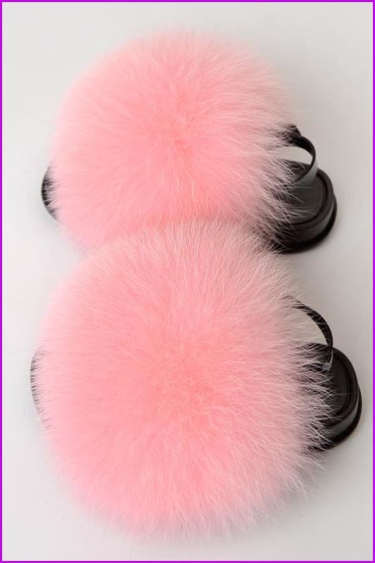 {5-7 days wait for make} New Color Kids Fox Fur Slides F701 - Furdela