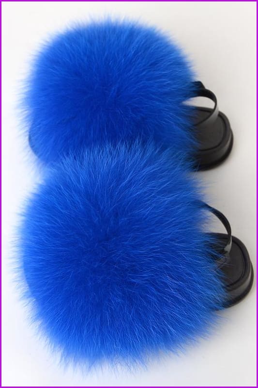 {5-7 days wait for make} New Color Kids Fox Fur Slides F701 - Furdela