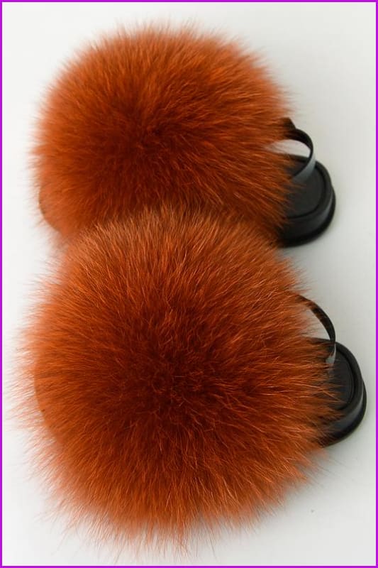 {5-7 days wait for make} New Color Kids Fox Fur Slides F701 - Furdela