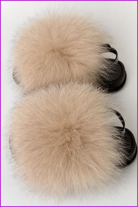 {5-7 days wait for make} New Color Kids Fox Fur Slides F701 - Furdela