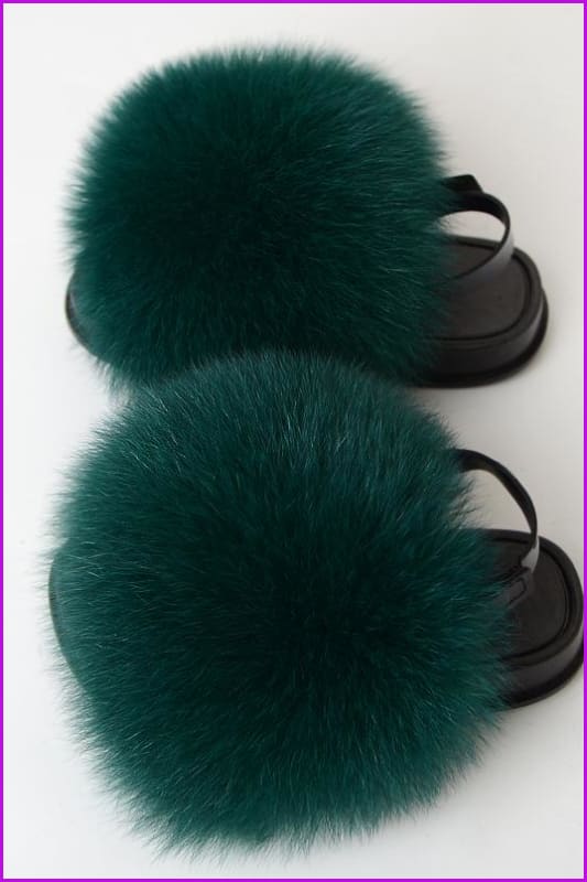 {5-7 days wait for make} New Color Kids Fox Fur Slides F701 - Furdela