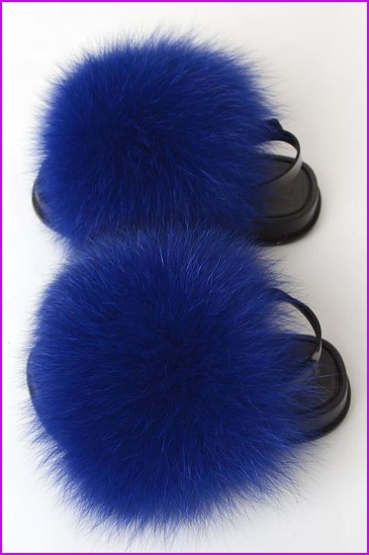 {5-7 days wait for make} New Color Kids Fox Fur Slides F701 - Furdela
