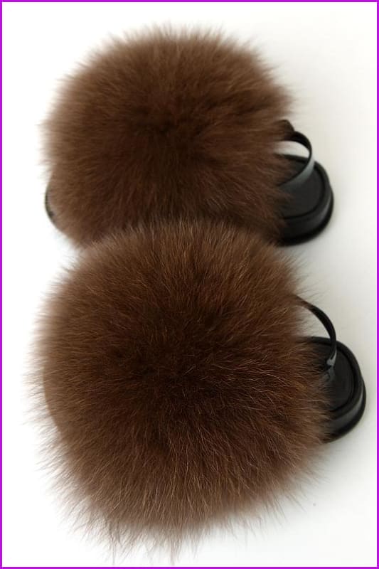 {5-7 days wait for make} New Color Kids Fox Fur Slides F701 - Furdela