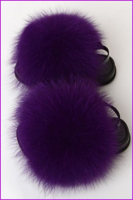 {5-7 days wait for make} New Color Kids Fox Fur Slides F701 - Furdela