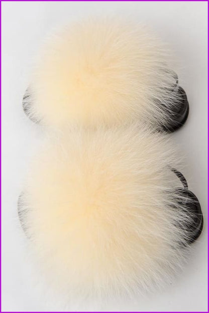 {5-7 days wait for make} New Color Kids Fox Fur Slides F701 - Furdela