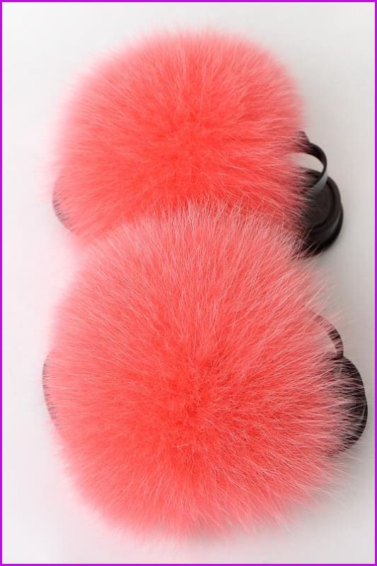 {5-7 days wait for make} New Color Kids Fox Fur Slides F701 - Furdela