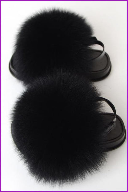 {5-7 days wait for make} New Color Kids Fox Fur Slides F701 - Furdela