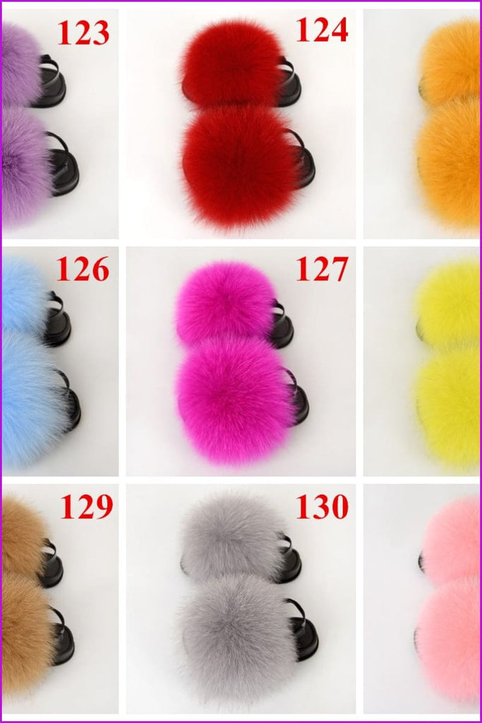 {5-7 days wait for make} New Color Kids Fox Fur Slides F701 - Furdela
