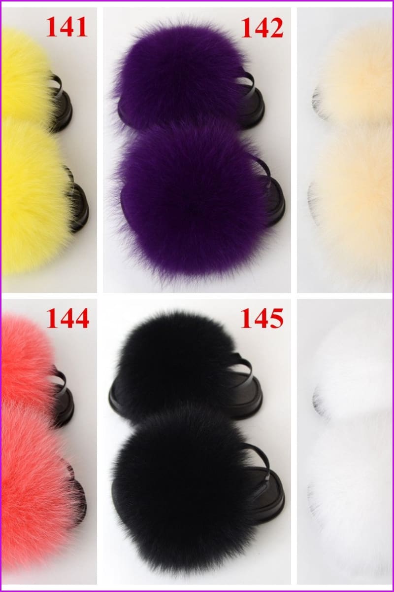 {5-7 days wait for make} New Color Kids Fox Fur Slides F701 - Furdela