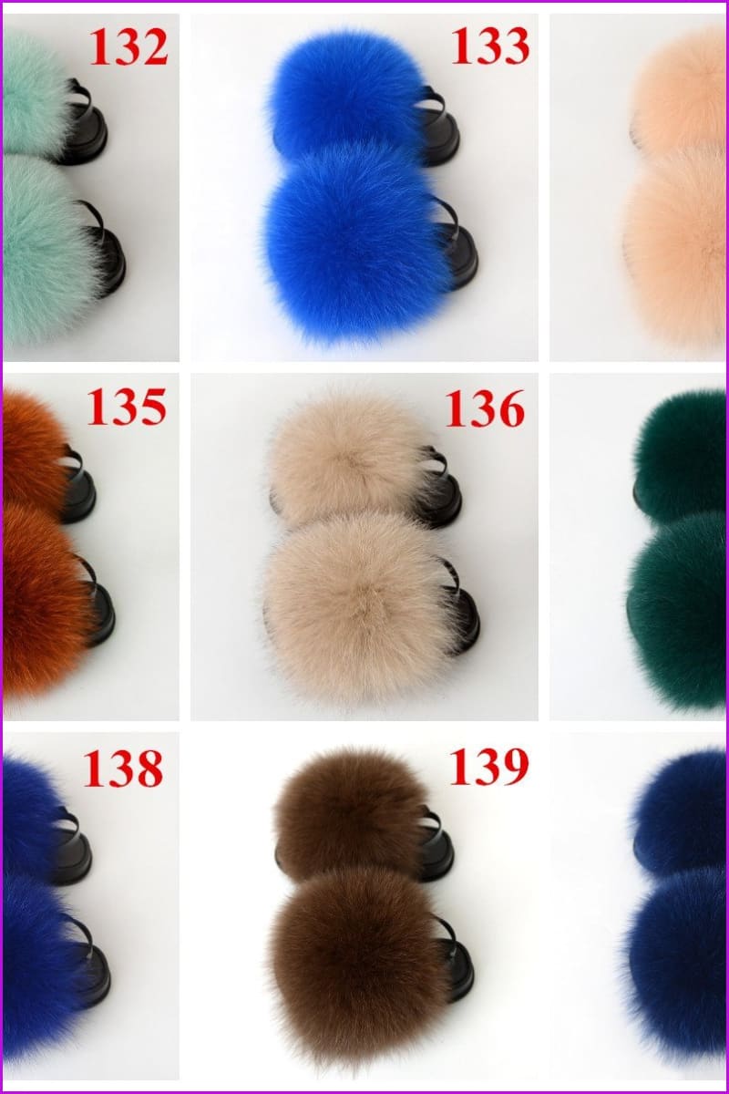 {5-7 days wait for make} New Color Kids Fox Fur Slides F701 - Furdela