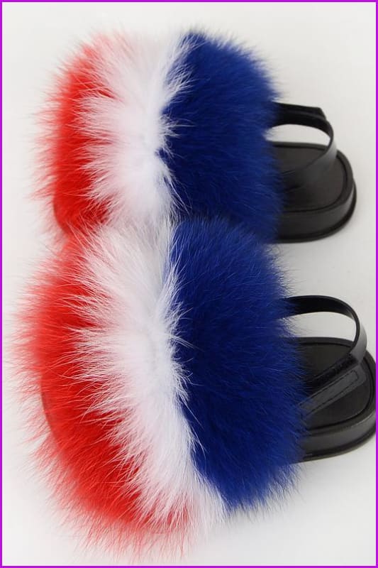 {5-7 days wait for make} New Color Kids Fox Fur Slides F702 - Furdela