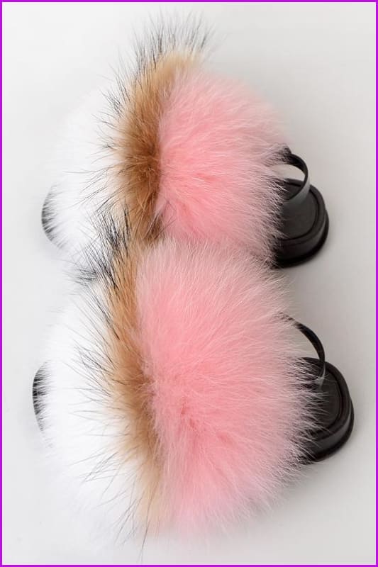 {5-7 days wait for make} New Color Kids Fox Fur Slides F702 - Furdela
