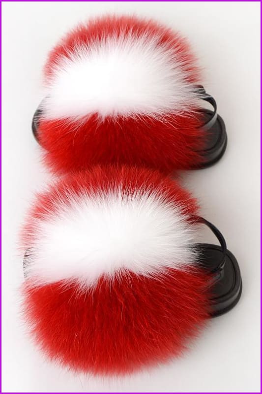 {5-7 days wait for make} New Color Kids Fox Fur Slides F702 - Furdela