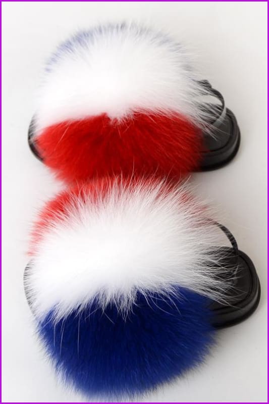 {5-7 days wait for make} New Color Kids Fox Fur Slides F702 - Furdela