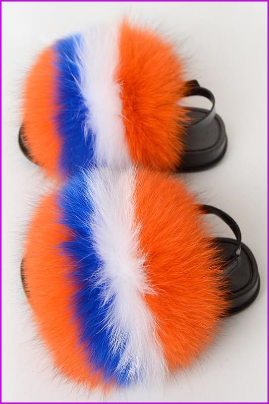 {5-7 days wait for make} New Color Kids Fox Fur Slides F702 - Furdela