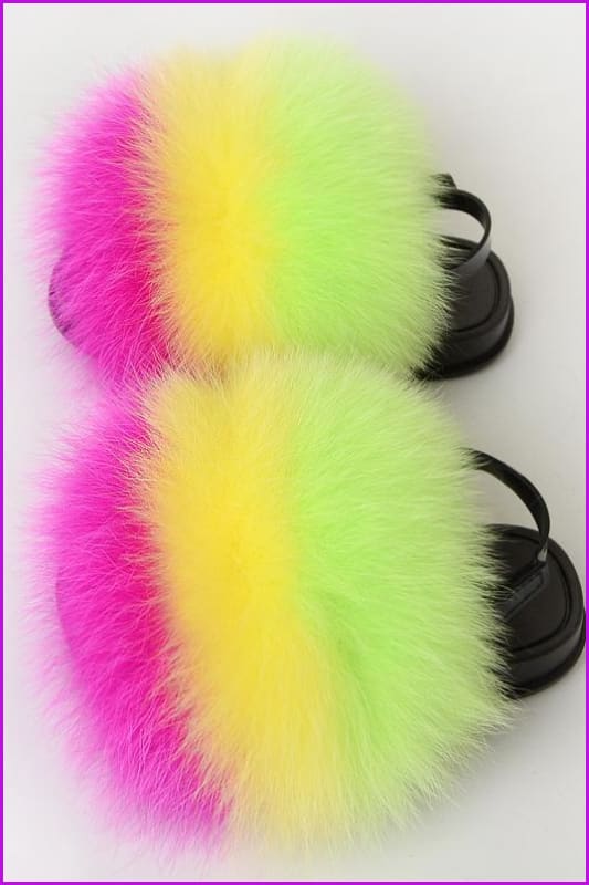 {5-7 days wait for make} New Color Kids Fox Fur Slides F702 - Furdela