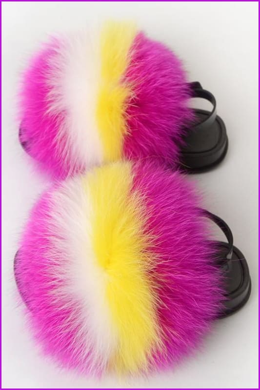 {5-7 days wait for make} New Color Kids Fox Fur Slides F702 - Furdela