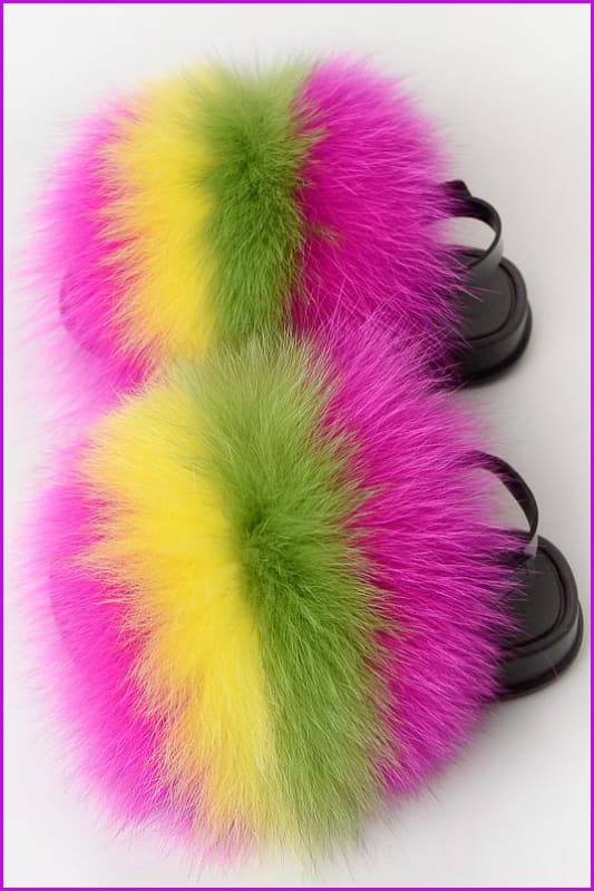 {5-7 days wait for make} New Color Kids Fox Fur Slides F702 - Furdela