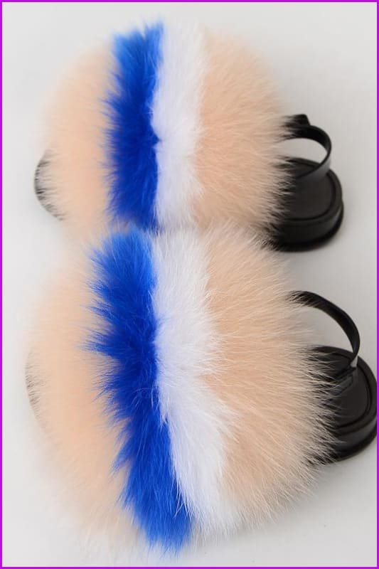 {5-7 days wait for make} New Color Kids Fox Fur Slides F702 - Furdela