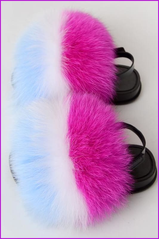 {5-7 days wait for make} New Color Kids Fox Fur Slides F702 - Furdela
