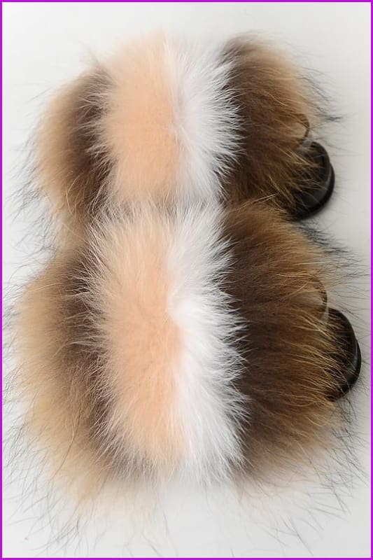 {5-7 days wait for make} New Color Kids Fox Fur Slides F702 - Furdela