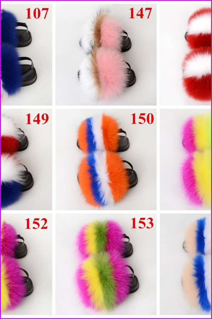 {5-7 days wait for make} New Color Kids Fox Fur Slides F702 - Furdela