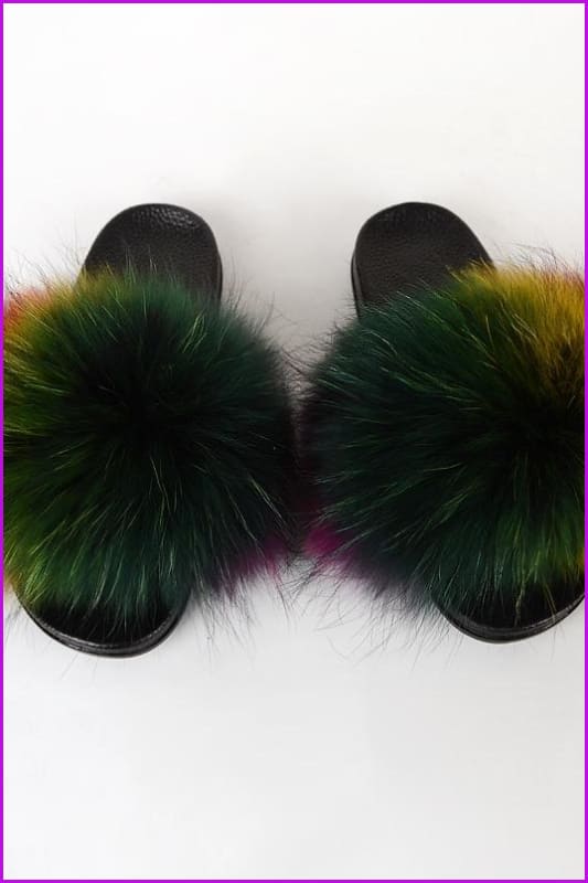 {5-7 days wait for make} New Color Raccoon Fur Slides F580 - Furdela