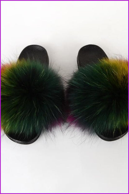 {5-7 days wait for make} New Color Raccoon Fur Slides F580 - Furdela