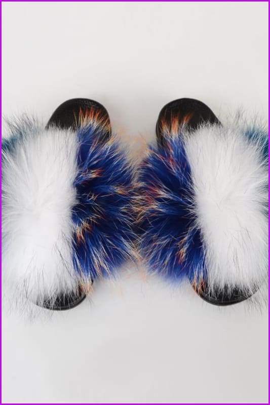 {5-7 days wait for make} New Color Raccoon Fur Slides F580 - Furdela