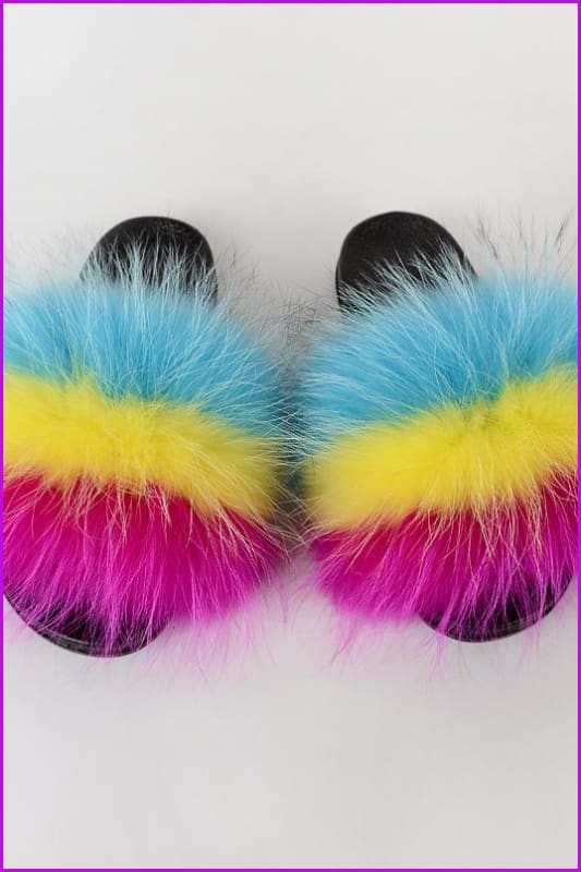 {5-7 days wait for make} New Color Raccoon Fur Slides F580 - Furdela
