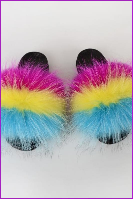 {5-7 days wait for make} New Color Raccoon Fur Slides F580 - Furdela