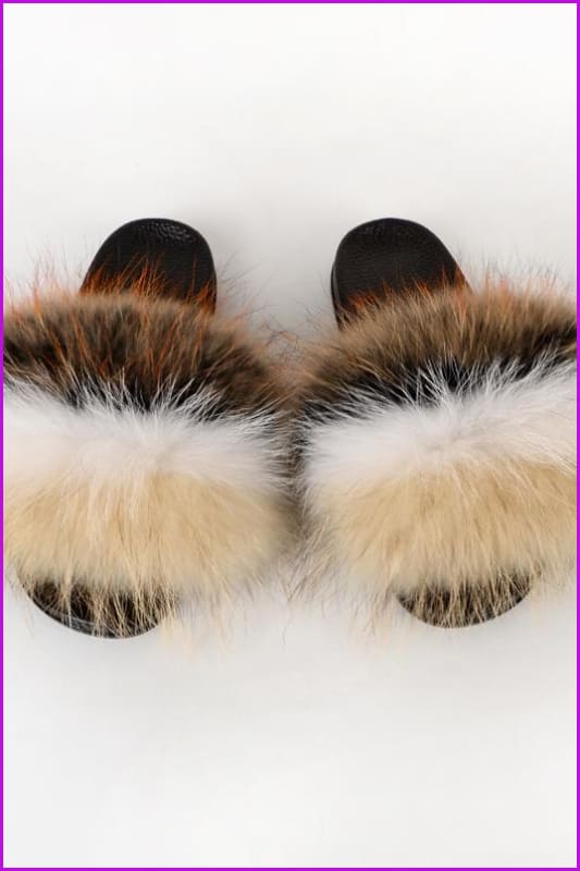 {5-7 days wait for make} New Color Raccoon Fur Slides F580 - Furdela