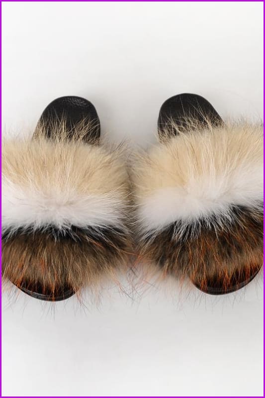 {5-7 days wait for make} New Color Raccoon Fur Slides F580 - Furdela