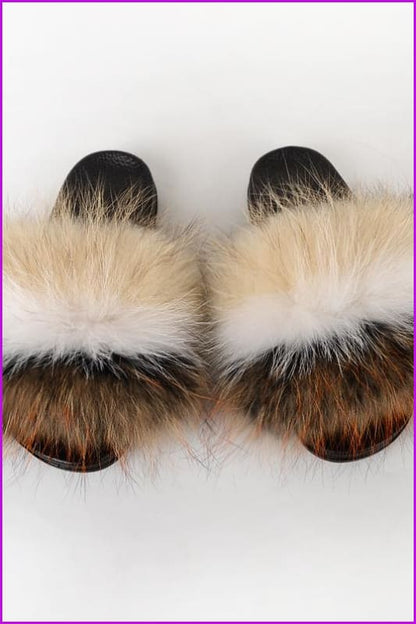 {5-7 days wait for make} New Color Raccoon Fur Slides F580 - Furdela