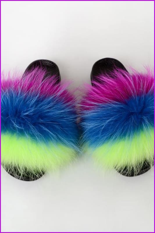 {5-7 days wait for make} New Color Raccoon Fur Slides F580 - Furdela