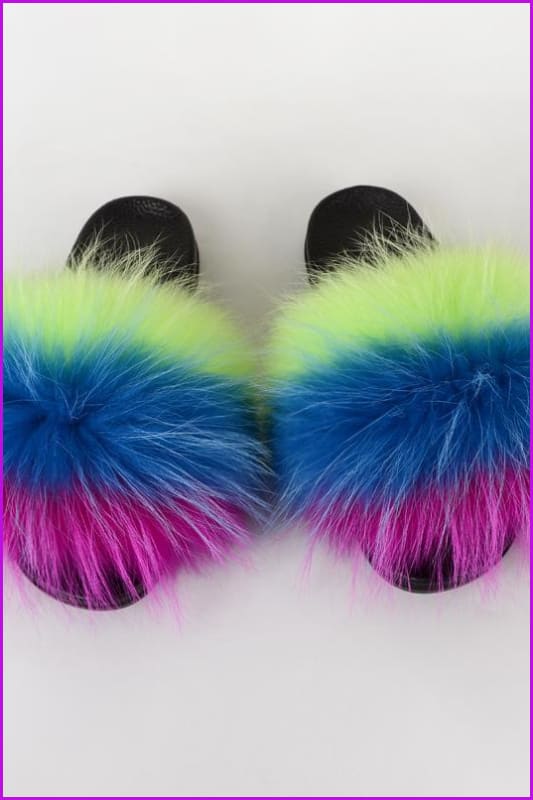 {5-7 days wait for make} New Color Raccoon Fur Slides F580 - Furdela