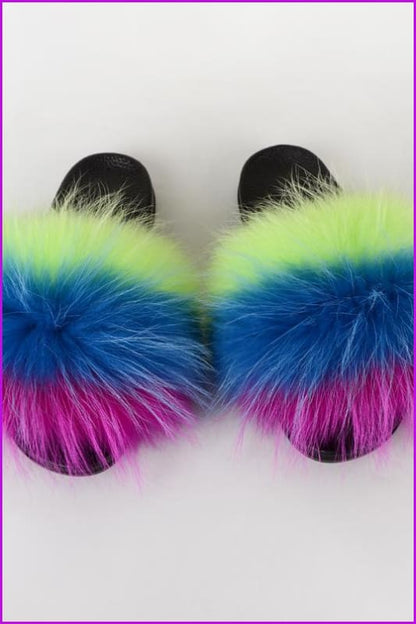 {5-7 days wait for make} New Color Raccoon Fur Slides F580 - Furdela