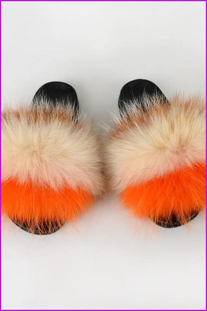 {5-7 days wait for make} New Color Raccoon Fur Slides F580 - Furdela