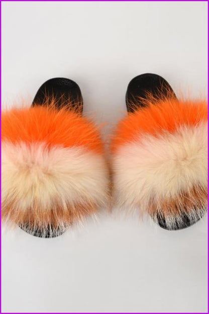 {5-7 days wait for make} New Color Raccoon Fur Slides F580 - Furdela