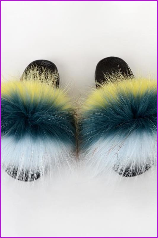 {5-7 days wait for make} New Color Raccoon Fur Slides F580 - Furdela