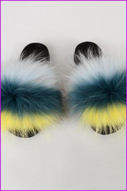 {5-7 days wait for make} New Color Raccoon Fur Slides F580 - Furdela