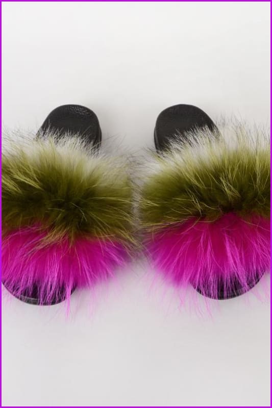 {5-7 days wait for make} New Color Raccoon Fur Slides F580 - Furdela