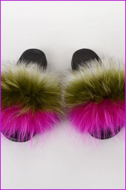 {5-7 days wait for make} New Color Raccoon Fur Slides F580 - Furdela