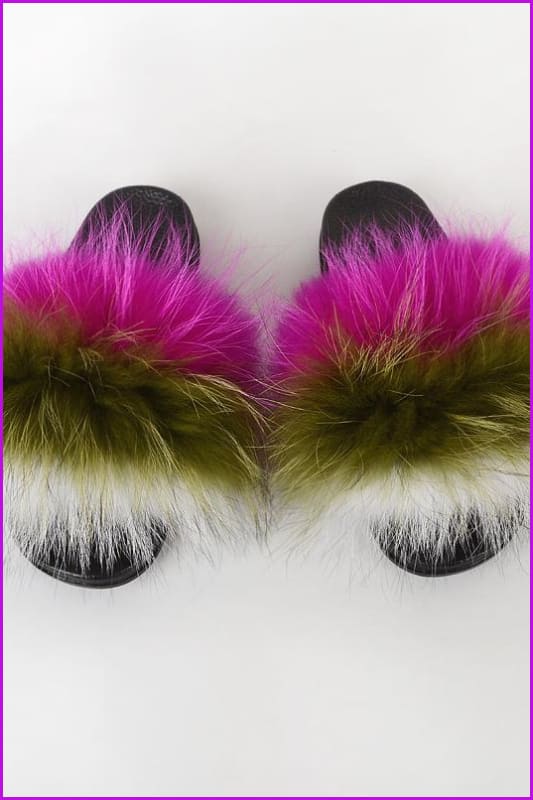 {5-7 days wait for make} New Color Raccoon Fur Slides F580 - Furdela