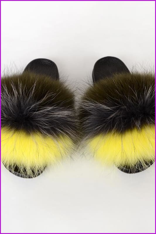 {5-7 days wait for make} New Color Raccoon Fur Slides F580 - Furdela
