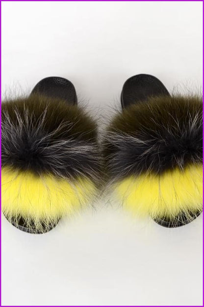 {5-7 days wait for make} New Color Raccoon Fur Slides F580 - Furdela